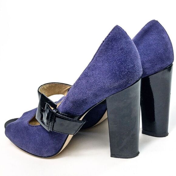 Michael Kors Hanna Purple Suede Open Toe Buckle Pumps Sz 7M - Picture 4 of 11
